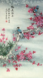 凌雪三尺工笔《梅花报春》
