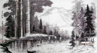 杜霖六尺冰雪画《长白林海》