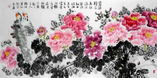 客厅字画 吉祥牡丹图《锦花华屋共白头》