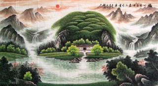 六尺客厅风水画《聚宝盆