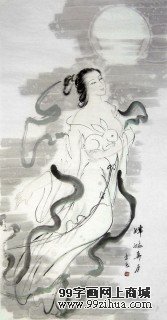 李立辰仕女画《嫦娥奔月》